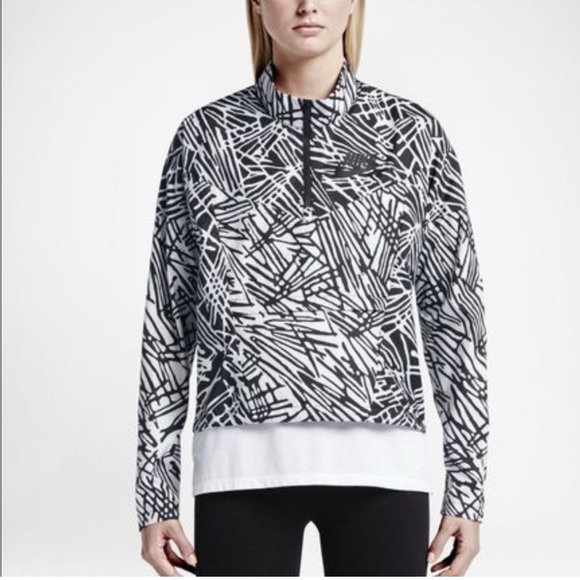 Nike 1/4 zip packable windbreaker - black/white pattern size XS - Picture 1 of 9